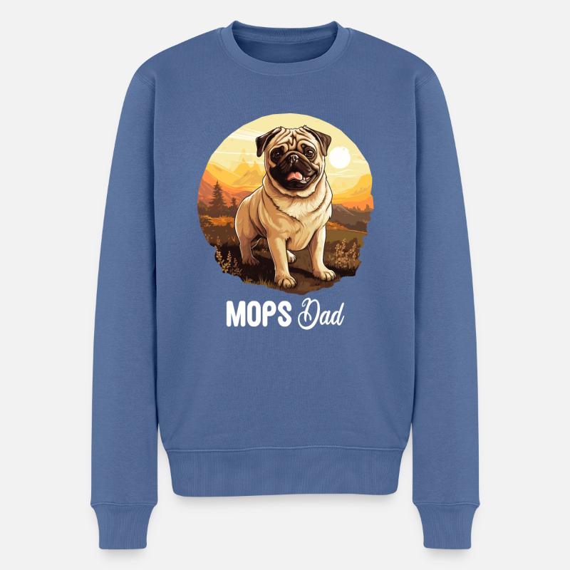 Mops - Männer Premium Bio Pullover - Taubenblau