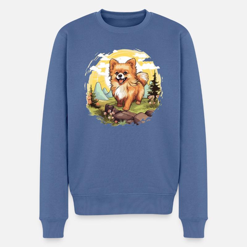 Pomeranian - Männer Premium Bio Pullover - Taubenblau