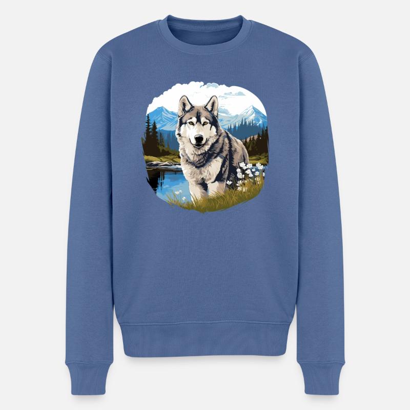 Rauque - Pull Premium bio Homme - bleu pigeon