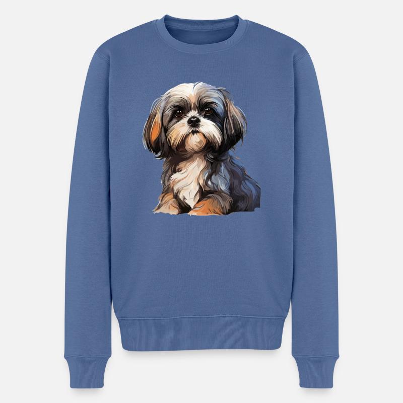 Shih Tzu - Männer Premium Bio Pullover - Taubenblau