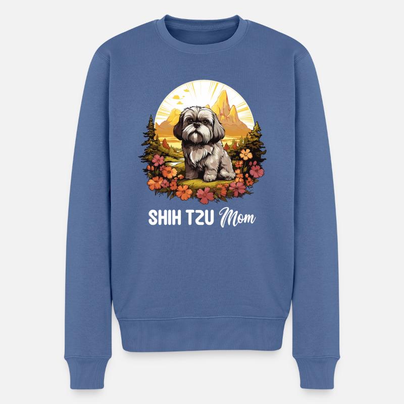 Shih Tzu - Pull Premium bio Homme - bleu pigeon