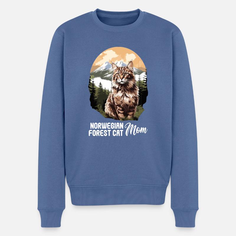 Norwegian Forest Cat - Männer Premium Bio Pullover - Taubenblau