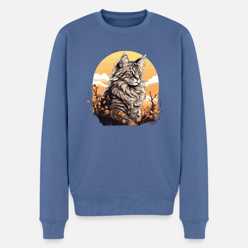 Maine Coon - Männer Premium Bio Pullover - Taubenblau