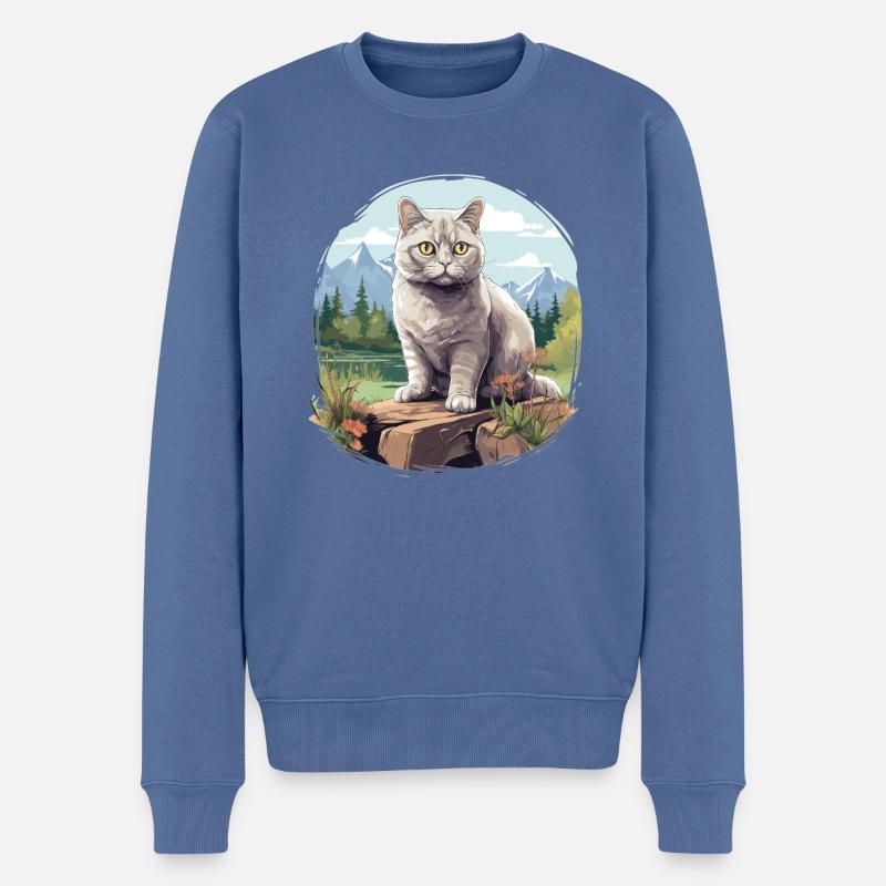 British Shorthair - Männer Premium Bio Pullover - Taubenblau