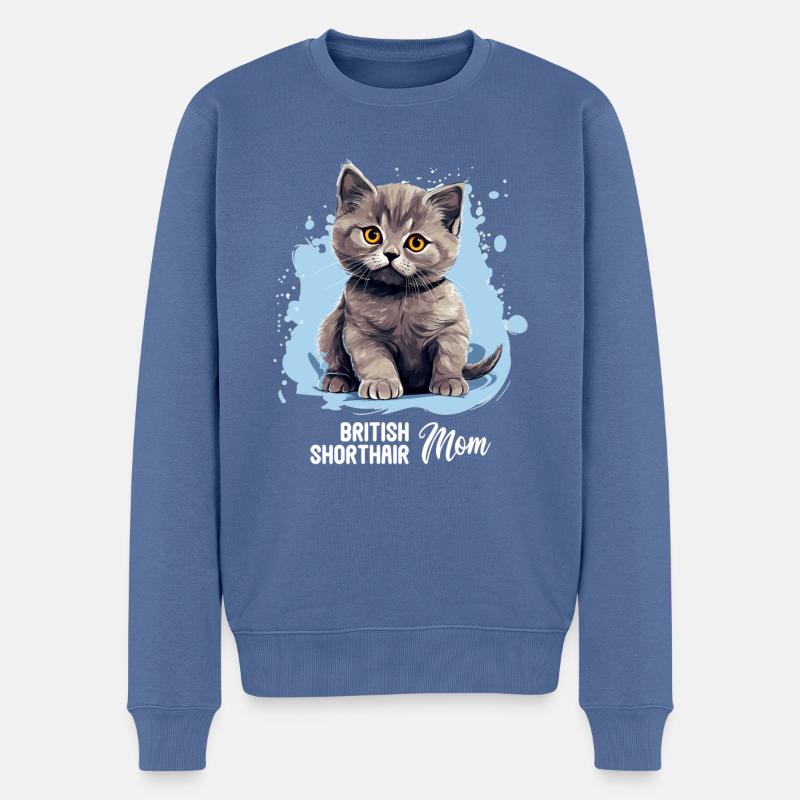 British Shorthair - Pull Premium bio Homme - bleu pigeon