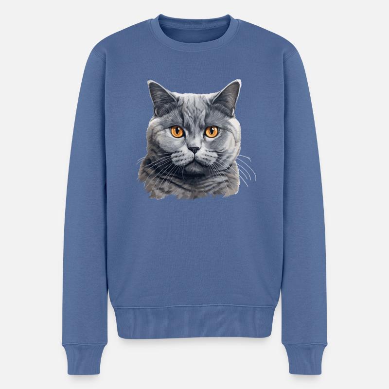 British Shorthair - Pull Premium bio Homme - bleu pigeon