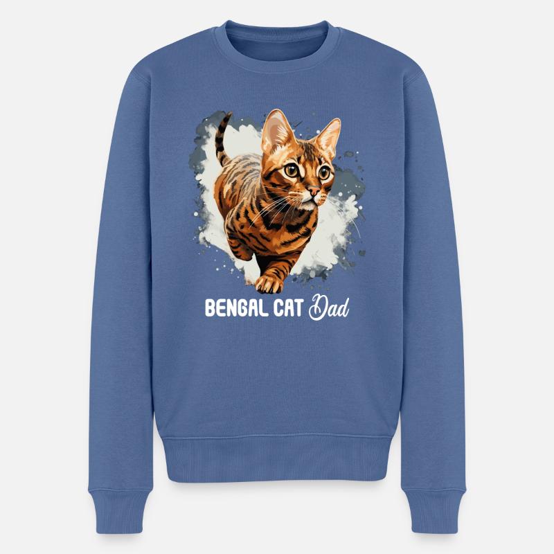 Chat du Bengale - Pull Premium bio Homme - bleu pigeon