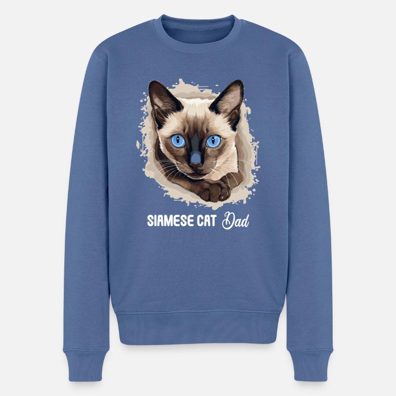 Siamese Cat Siamkatze - Männer Premium Bio Pullover - Taubenblau