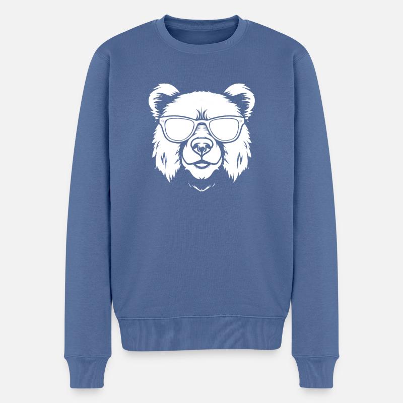 Bär Braunbär - Männer Premium Bio Pullover - Taubenblau