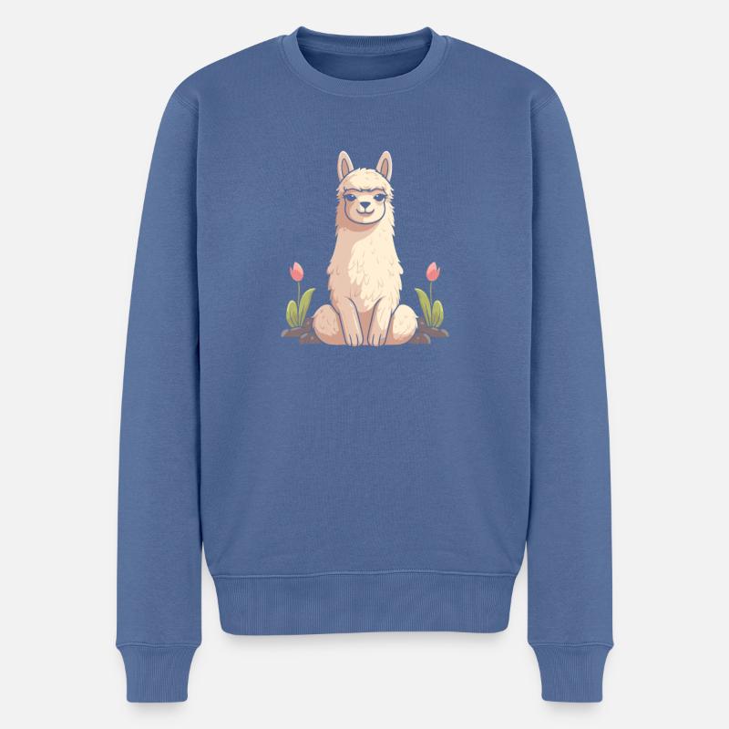 Lama Llama - Männer Premium Bio Pullover - Taubenblau
