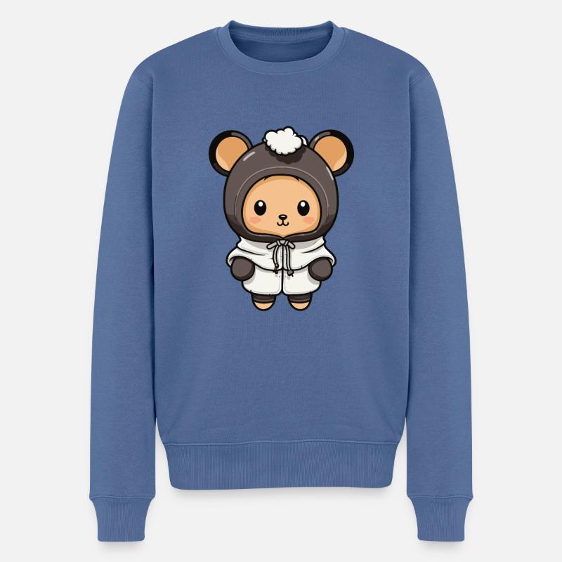 Maus Winter Comic - Männer Premium Bio Pullover - Taubenblau