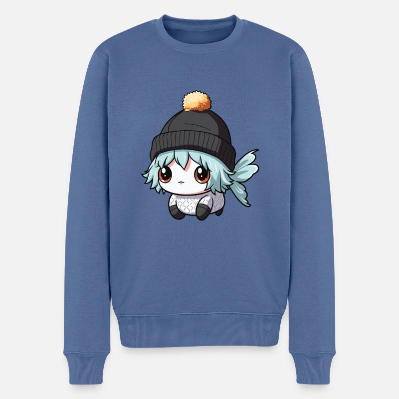 Bande dessinée d’hiver de poisson - Pull Premium bio Homme - bleu pigeon