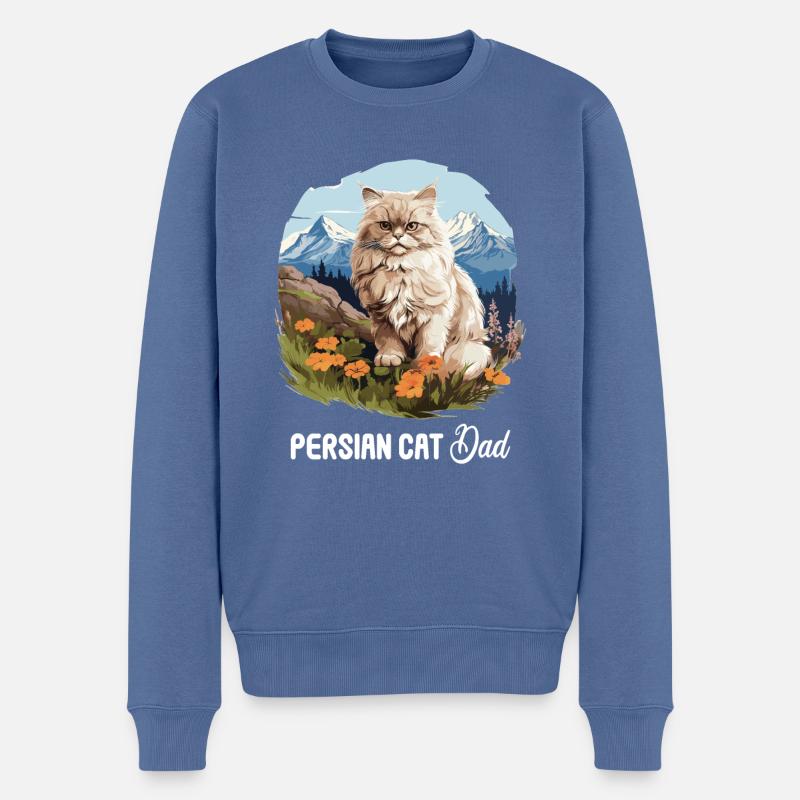 Chat persan Perser Katze - Pull Premium bio Homme - bleu pigeon