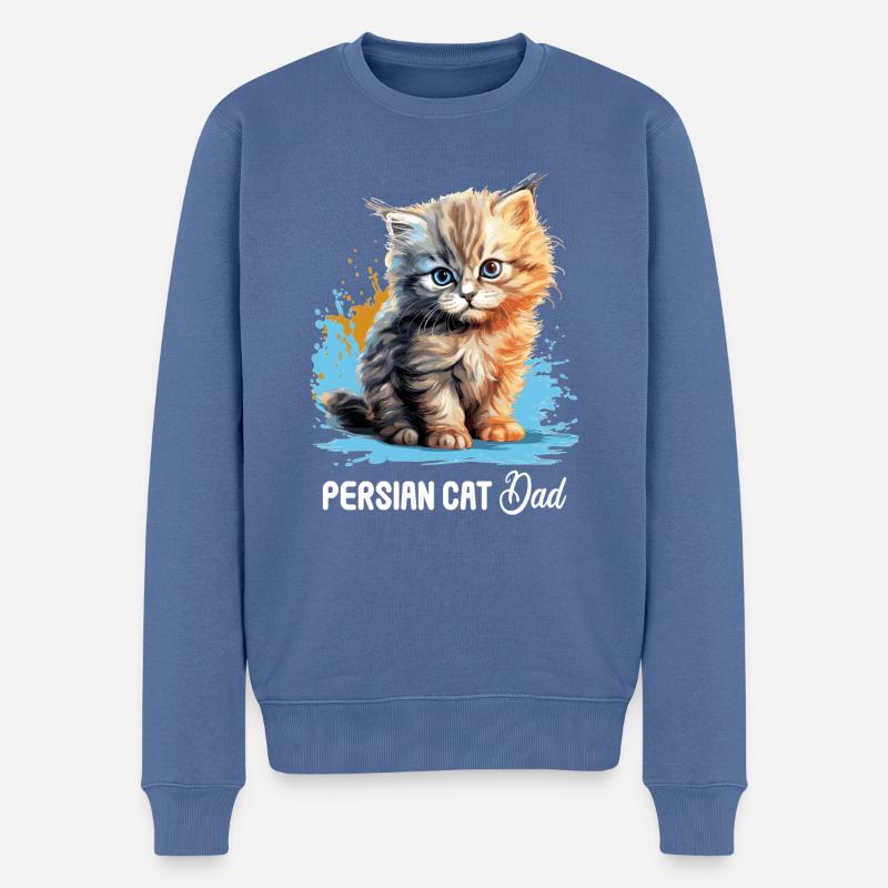 Chat persan Perser Katze - Pull Premium bio Homme - bleu pigeon