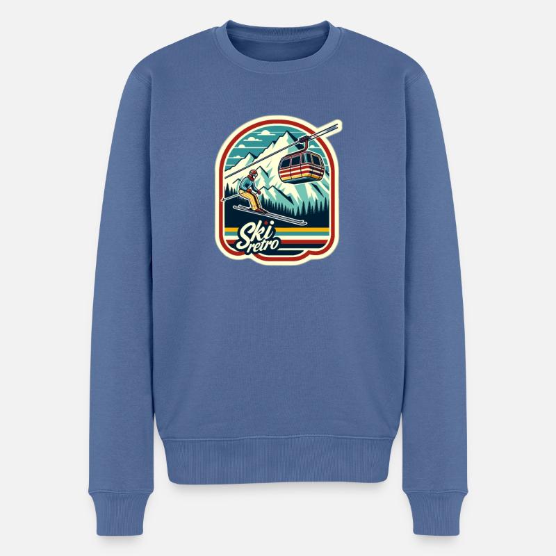 Retro Ski - Lustiger Ski Retro - Männer Premium Bio Pullover - Taubenblau