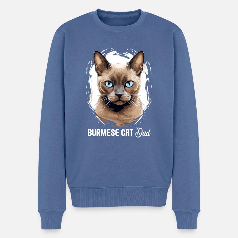 Chat birman Birmanie Katze - Pull Premium bio Homme - bleu pigeon