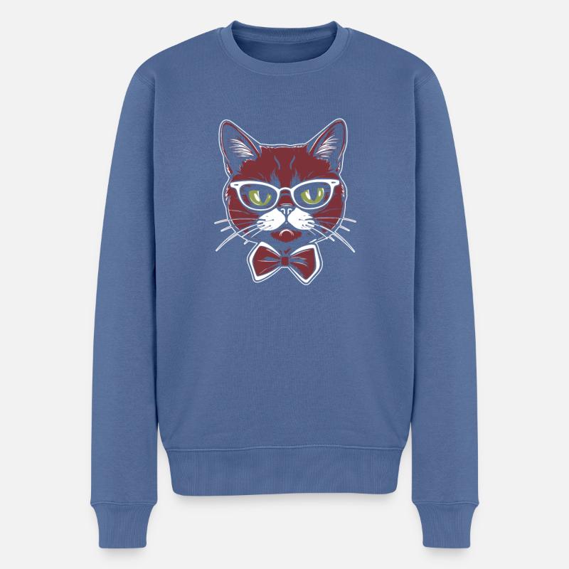 Chat mignon - Pull Premium bio Homme - bleu pigeon
