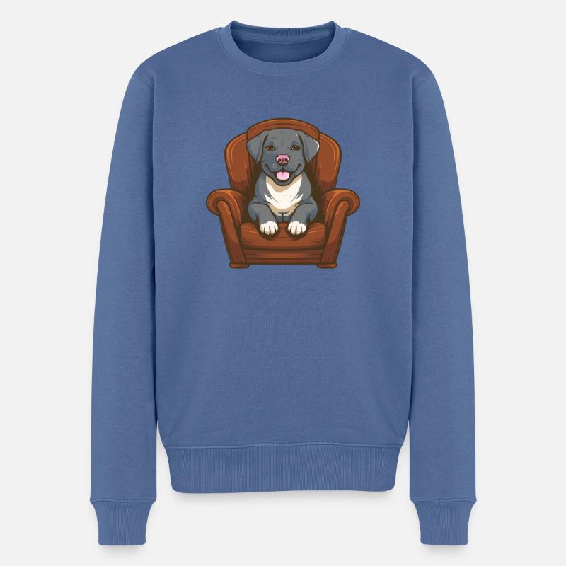 Hund Vierbeiner Niedlich - Männer Premium Bio Pullover - Taubenblau