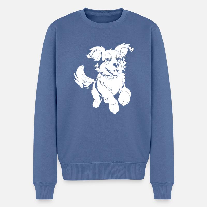 Hund Vierbeiner - Männer Premium Bio Pullover - Taubenblau