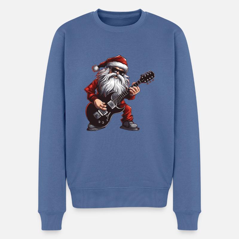 Weihnachtsmann Gitarre Santa - Männer Premium Bio Pullover - Taubenblau
