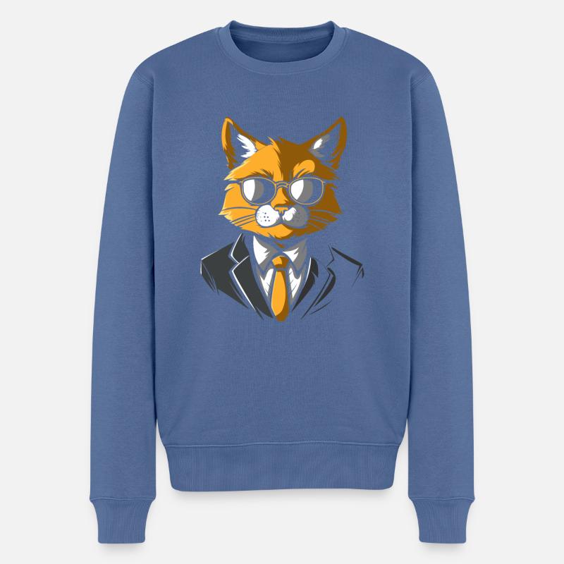 Katze Anzug - Männer Premium Bio Pullover - Taubenblau