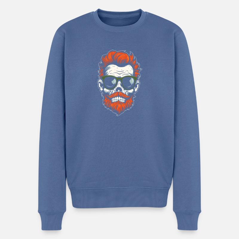 Crâne de squelette d’Halloween - Pull Premium bio Homme - bleu pigeon