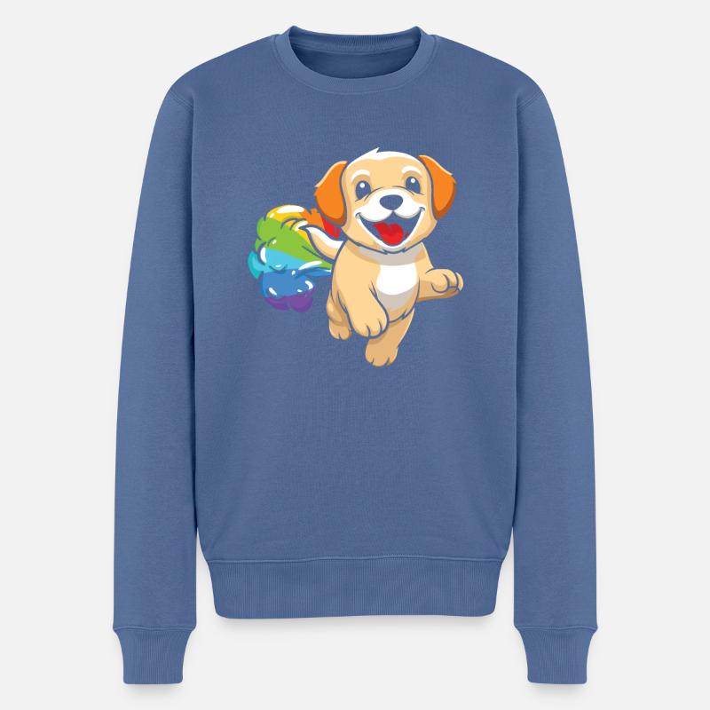 Labrador Witzig Regenbogenfurz - Männer Premium Bio Pullover - Taubenblau