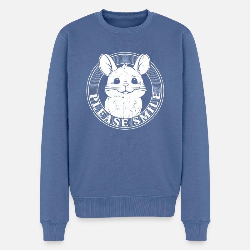 Chinchilla Just Smile - Pull Premium bio Homme - bleu pigeon