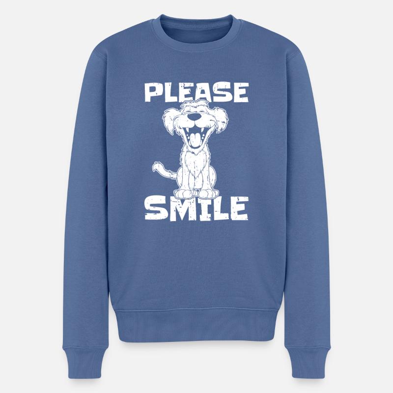 Irish Wolfhound Drôle Juste Sourire - Pull Premium bio Homme - bleu pigeon