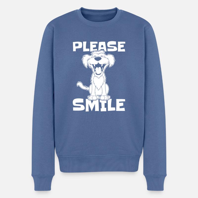 Irish Wolfhound Drôle Juste Sourire - Pull Premium bio Homme - bleu pigeon