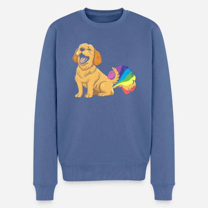 Golden Doodle Witzig Regenbogenfurz - Männer Premium Bio Pullover - Taubenblau