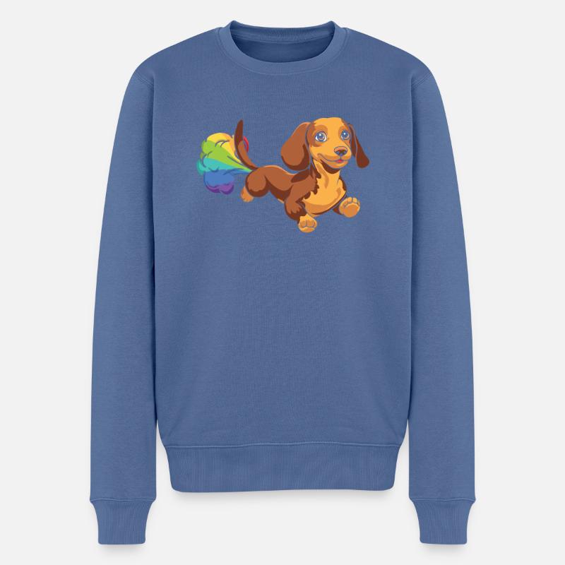 Teckel Teckel Arc-en-ciel Pet - Pull Premium bio Homme - bleu pigeon