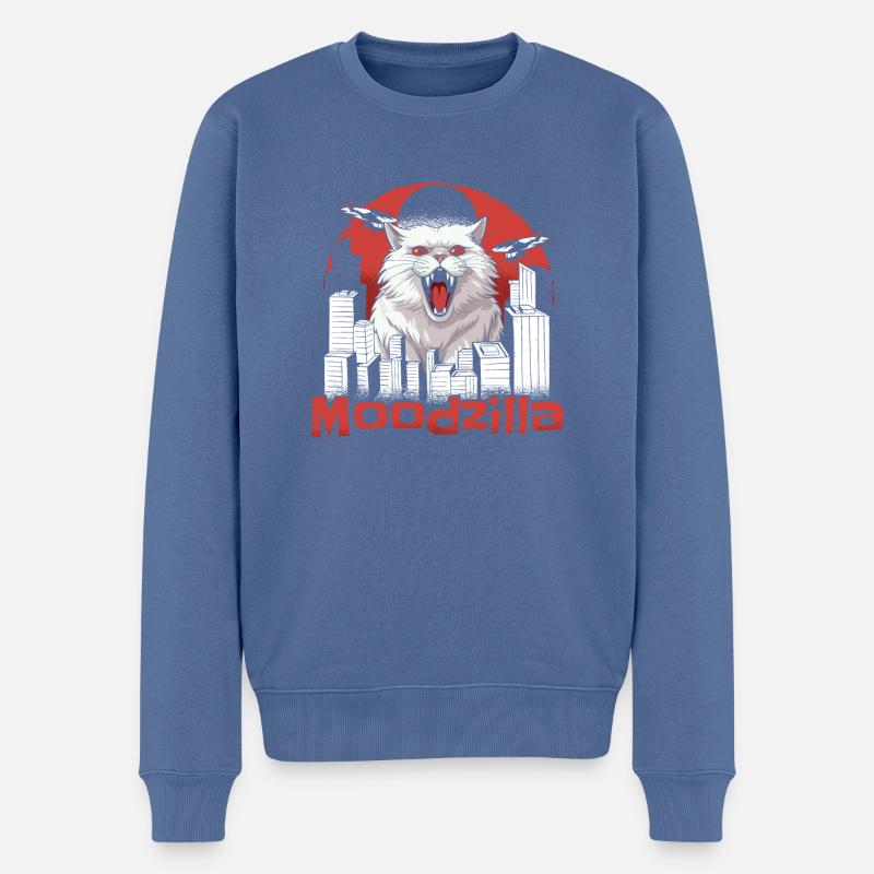 Katze Lustig - Männer Premium Bio Pullover - Taubenblau