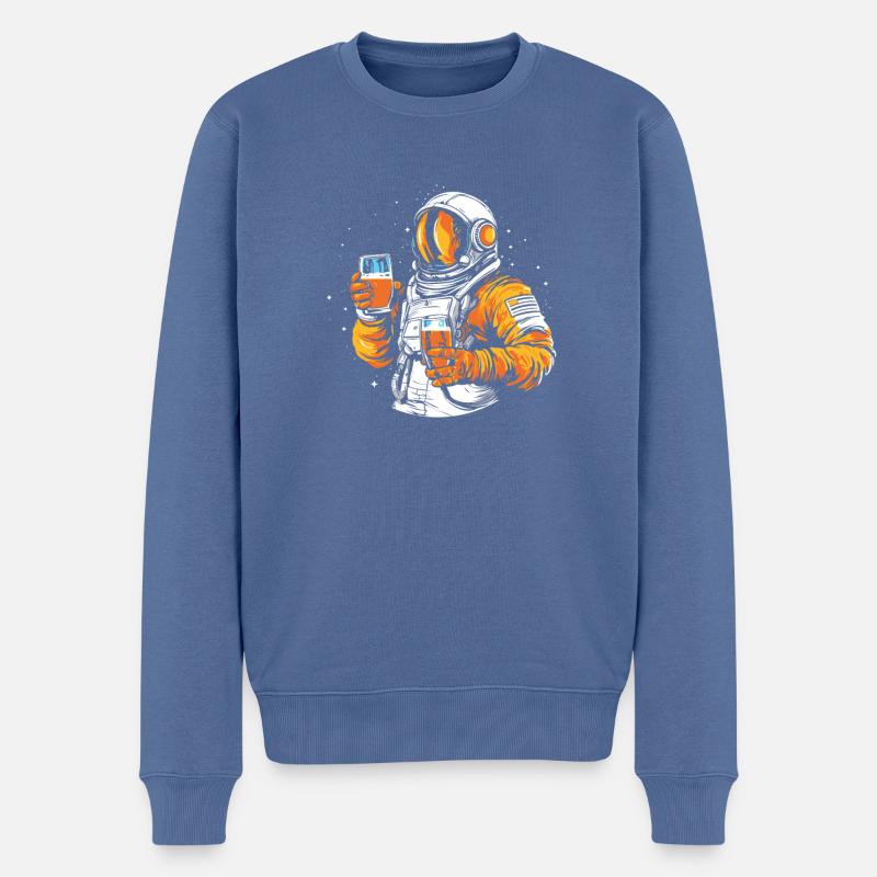 Bier Bierliebhaber Astronaut - Männer Premium Bio Pullover - Taubenblau