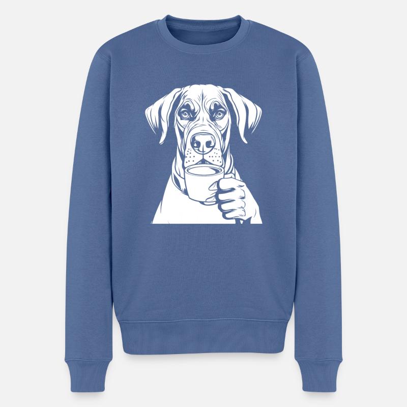 Café Dogue Allemand - Pull Premium bio Homme - bleu pigeon