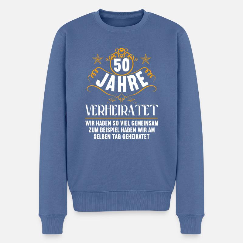 Wir haben viel gemeinsam 50.Hochzeitstag - Männer Premium Bio Pullover - Taubenblau