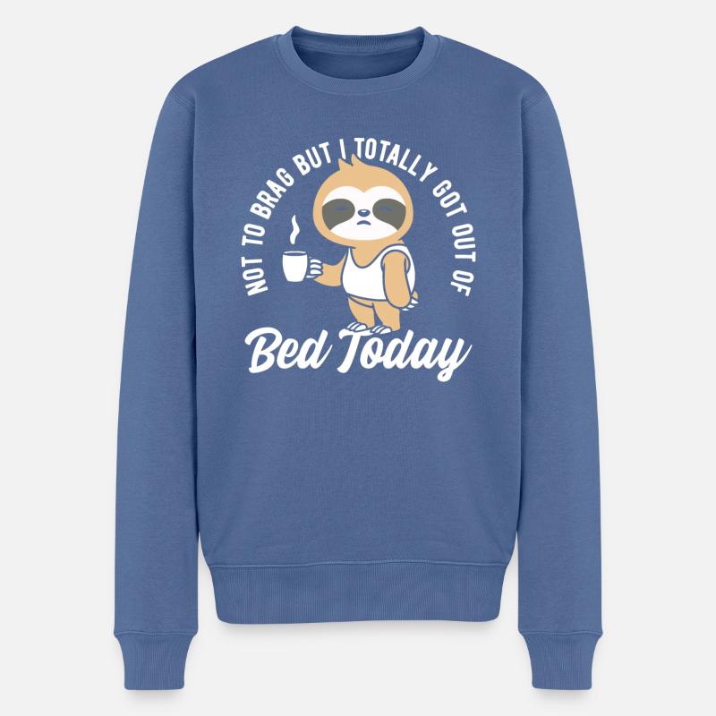 Nicht Zu Prahlen, Süßer Faultier-T-Shirt - Männer Premium Bio Pullover - Taubenblau