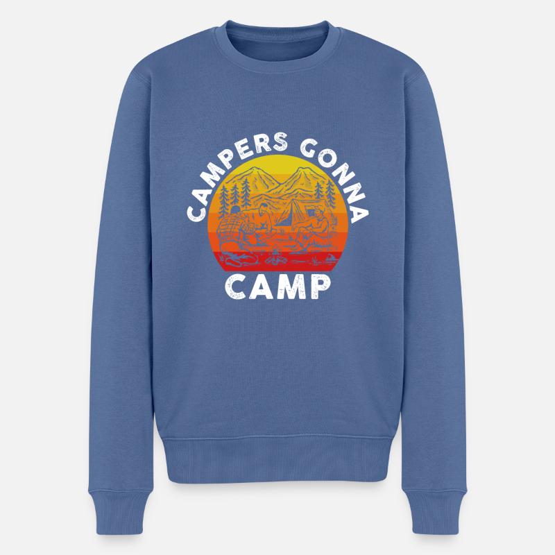 Les campeurs camperont - Pull Premium bio Homme - bleu pigeon