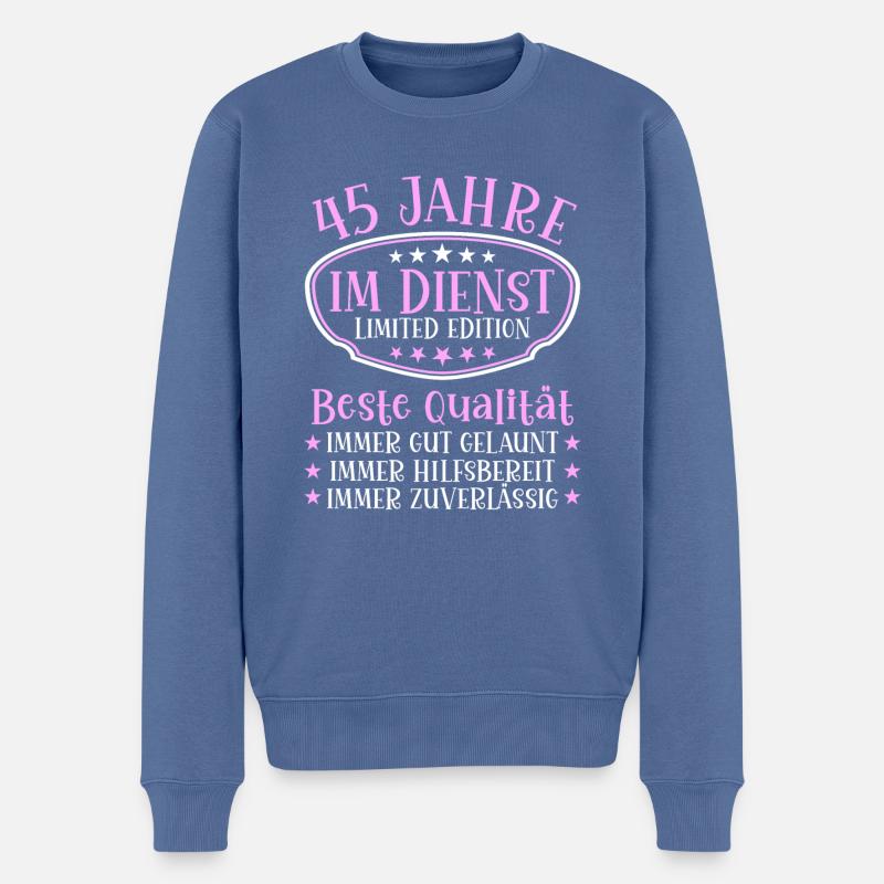 45 Jahre im Dienst 45 Jähriges Dienstjubiläum - Männer Premium Bio Pullover - Taubenblau