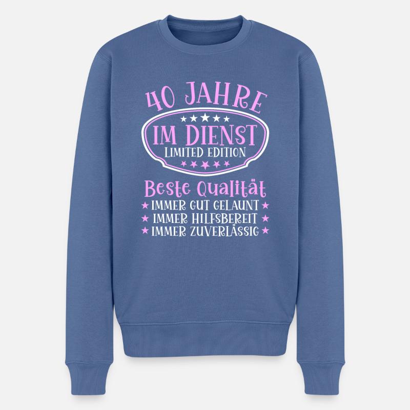40 Jahre im Dienst 40 Jähriges Dienstjubiläum - Männer Premium Bio Pullover - Taubenblau