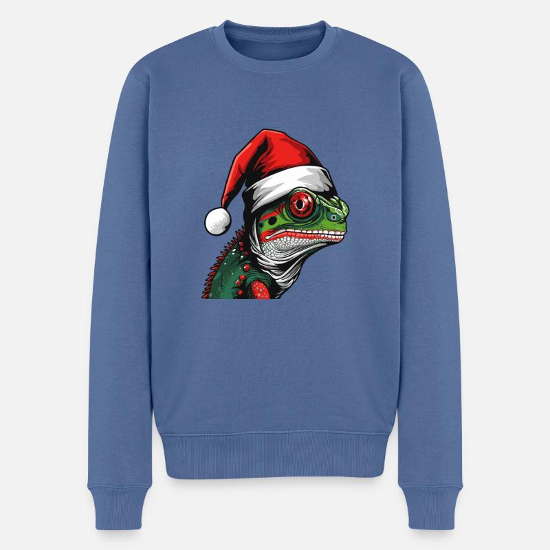 Tête d’animal de Noël caméléon - Pull Premium bio Homme - bleu pigeon