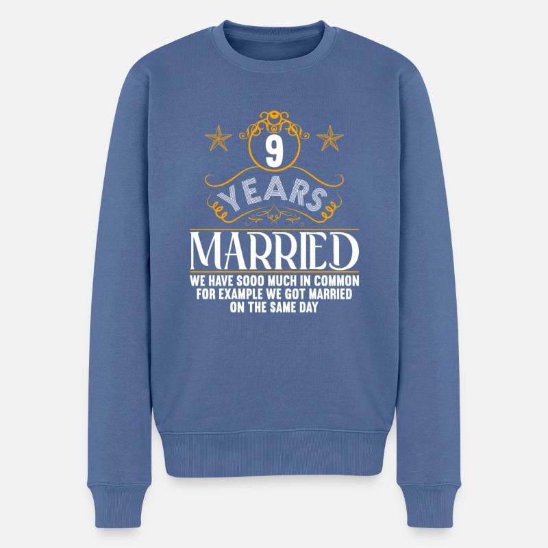 Wir haben viel gemeinsam 9.Hochzeitstag - Männer Premium Bio Pullover - Taubenblau