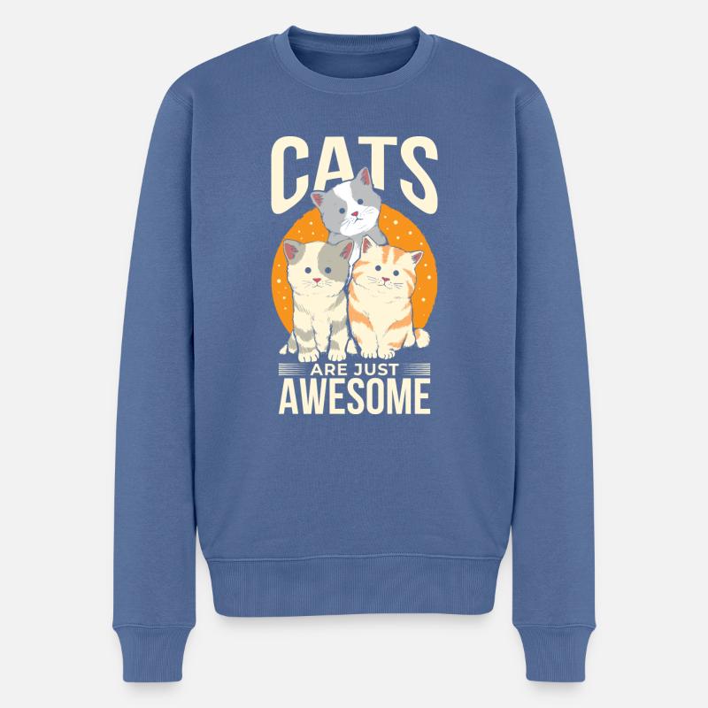 Katzen Sind Einfach Großartig - Männer Premium Bio Pullover - Taubenblau