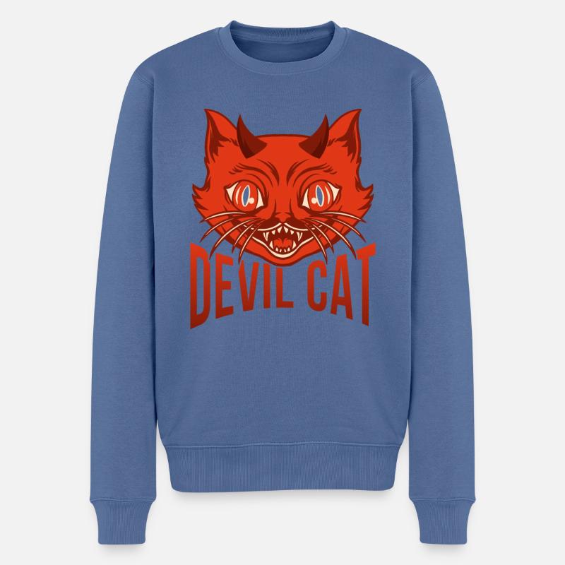 Chat du diable T-shirt - Pull Premium bio Homme - bleu pigeon