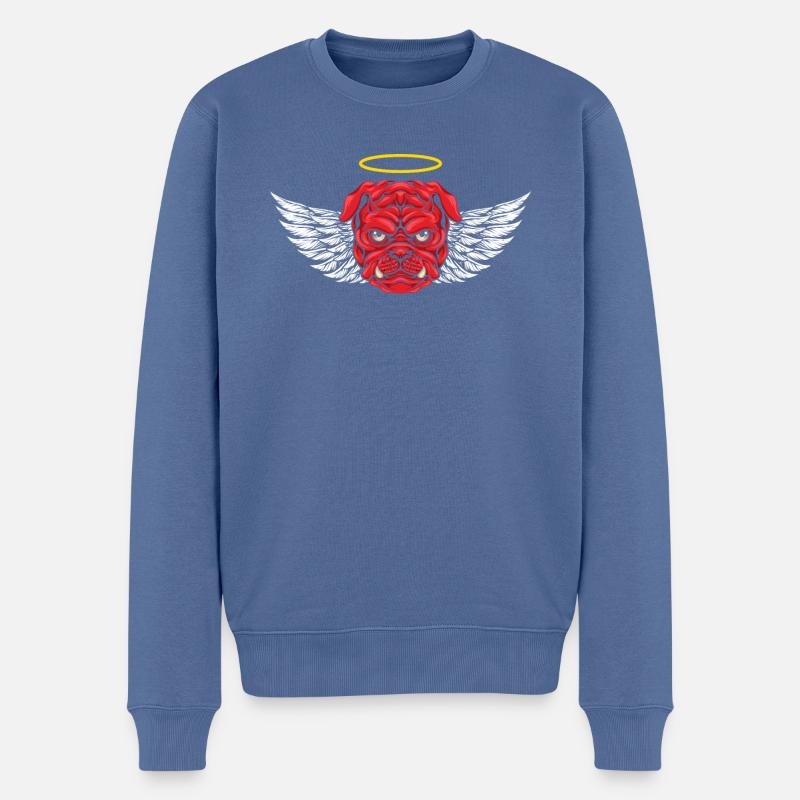 Devil Pitbull Chien T-shirt - Pull Premium bio Homme - bleu pigeon