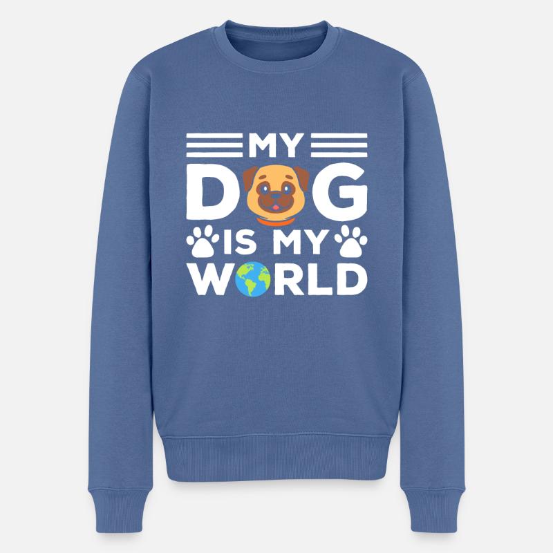 Mon chien, c’est mon monde - Pull Premium bio Homme - bleu pigeon