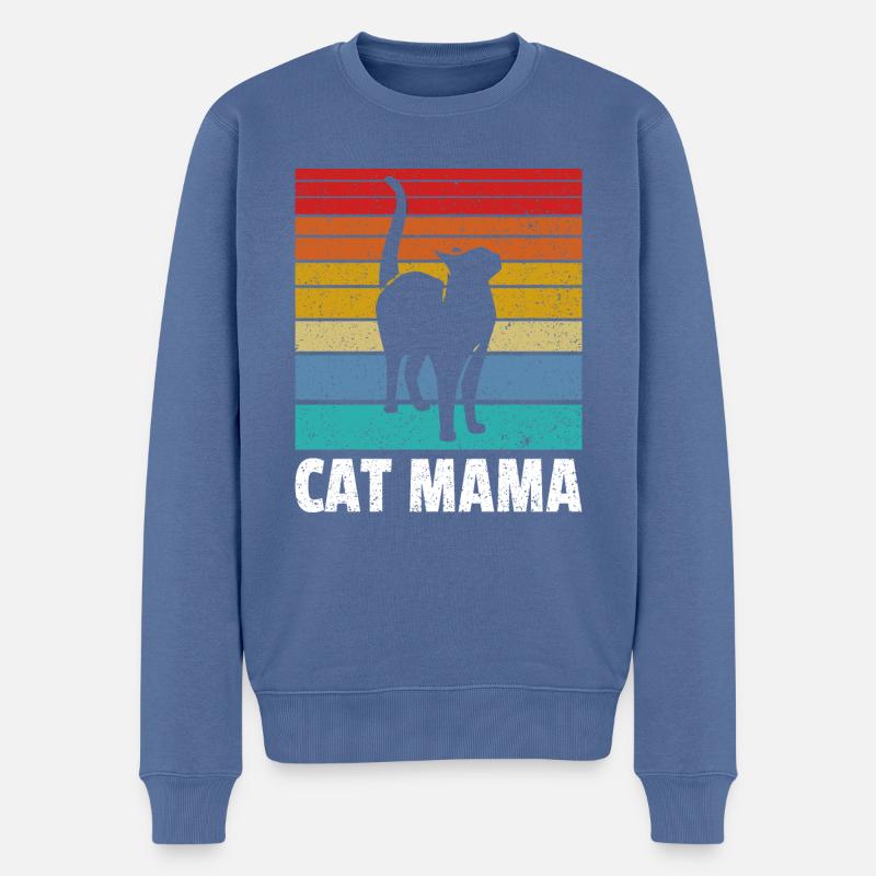 Katzenmama - Männer Premium Bio Pullover - Taubenblau