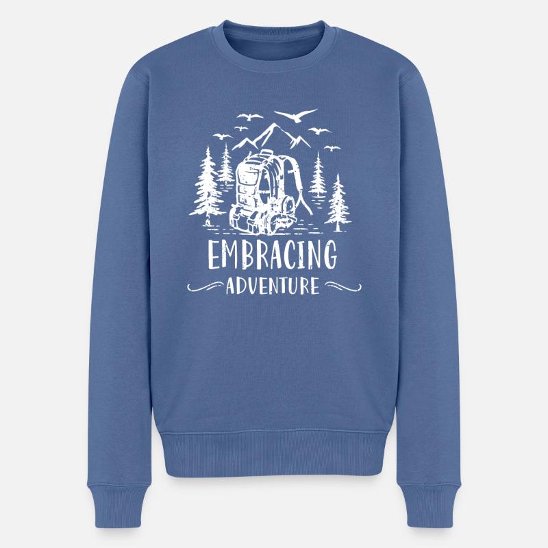 Embrasser l’aventure - Pull Premium bio Homme - bleu pigeon