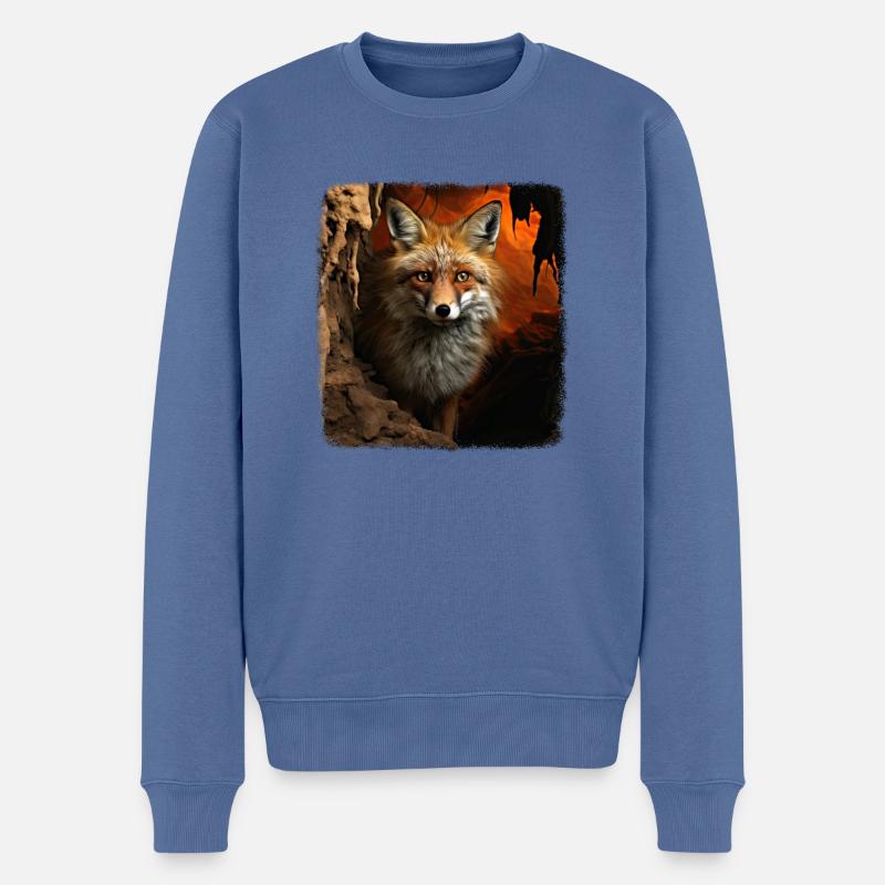 Füchse realistic Fuchs - Männer Premium Bio Pullover - Taubenblau