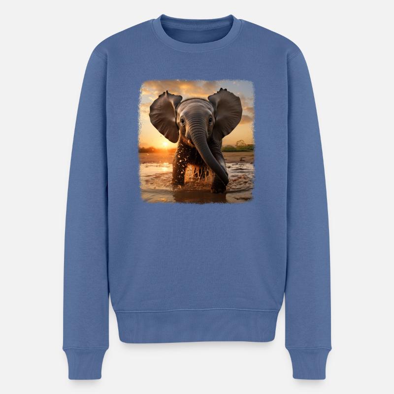 Elefanten realistic Elefant - Männer Premium Bio Pullover - Taubenblau